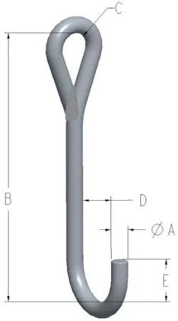 1/4" X 6" J-HOOK STYLE B 100 lbs CAPACITY (11637-6)