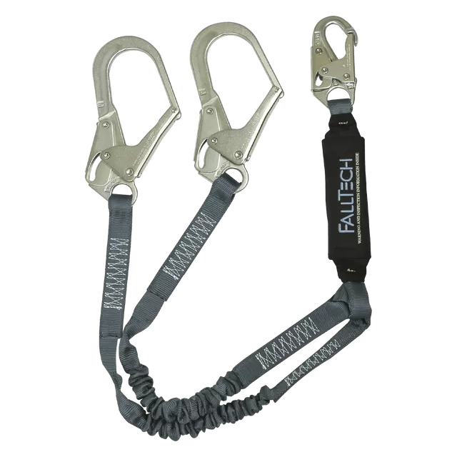 4½' to 6' ViewPack Elastic Energy Absorbing Lanyard, Double-leg with Steel Connectors (8256ELY3)