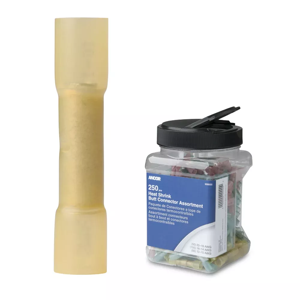 Ancor 12-10 AWG Heat Shrink Butt Connector – 200-Pieces – Jar [309201]