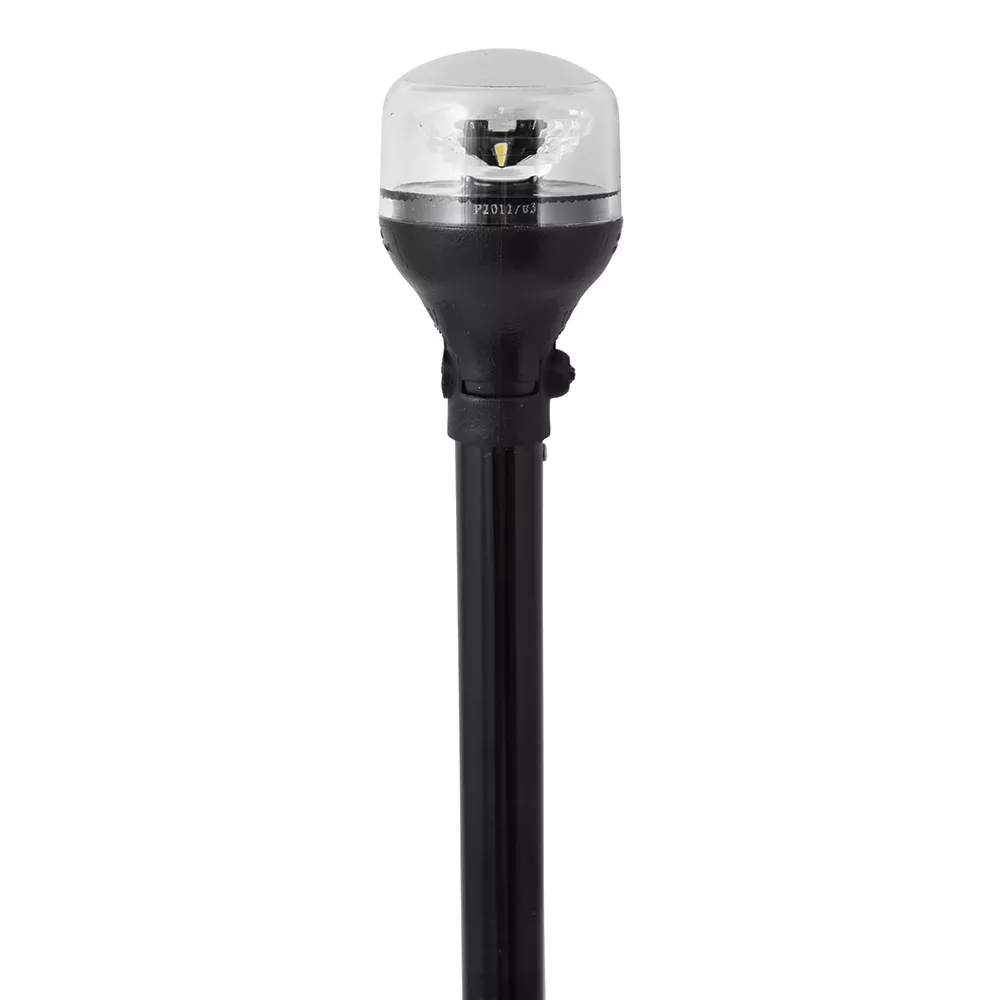 Attwood LightArmor All-Around Light - 12" Black Pole - Black Horizontal Composite Base w/Adapter [5558-P12A7]