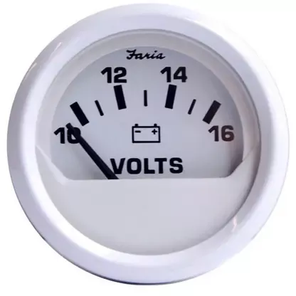 Big Sale Faria Dress White 2″ Voltmeter (10-16 VDC) – 13120