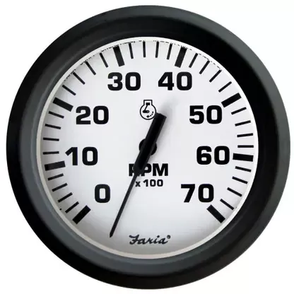 Big Sale Faria Euro White 4″ Tachometer 7000 RPM (Gas) (Outboards) – 32905