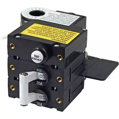 Blue Sea A-Series ELCI Main Circuit Breaker – Double Pole 120V AC 30A Certified