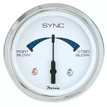 Buy Today Faria 4″ Chesapeake SS White Engine Synchronizer – Dual Gas & Var Ratio Alt Diesel – 33801