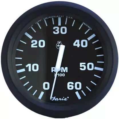Top Pick Faria Euro Black 4″ Tachometer – 6,000 RPM (Gas – Inboard & I/O) – 32804