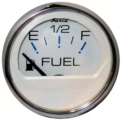 While Supplies Last Faria Chesapeake White SS 2″ Fuel Level Gauge (E-1/2-F) – 13801